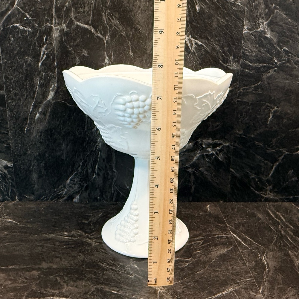 White Milk Glass Pedestal Bowl - Picture 13 of 15